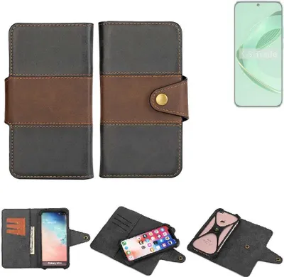 Produktbild von K-S-Trade Handyhülle Schutzhülle Hülle Bookstyle Wallet-Case kompatibel mit Huawei nova 11 Bumper Rundumschutz schwarz-braun 1x