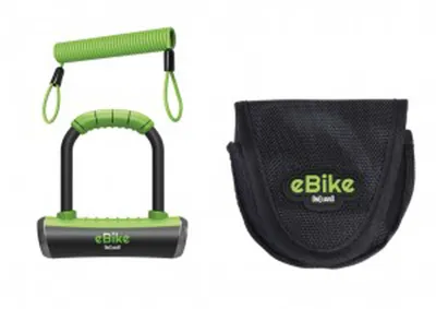 Produktbild von OnGuard Bügelschloss Pitbull Mini eBike 8006E 90 x 140mm, Ø 14mm, schwarz/grün