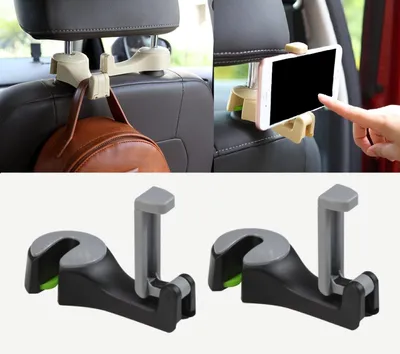 2x PKW Kopfstützen Halter Halterung für Handy / Tasche etc in GRAU Schwarz – Produktansicht