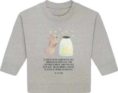 Produktbild von Mr. & Mrs. Panda Organic Baby Pullover Maus Sterne 12. - 18. Monat - Heather Grey - Geschenk, Geburtstag, Lustige Sprüche, Hoffnung, Geburt, Schwangerschaft, Bullover