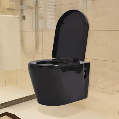 Produktbild von vidaXL Hänge-Toilette mit Einbau-Spülkasten Keramik Schwarz