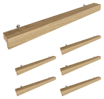 Produktbild von Sossai Holz Möbelgriffe aus Eiche | GAH01 | Lochabstand 192mm, Länge 272mm, 6 Stück