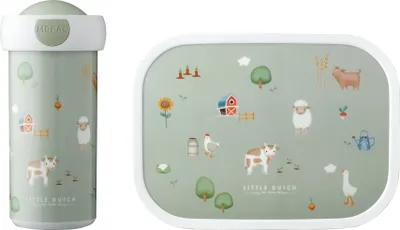 Produktbild von Mepal - Lunch-Set Campus Little Dutch - Lunch-Set für Kinder mit Verschlussbecher & Lunch Box - Lunch-Set für die Schule oder Unterwegs - Spülmaschinenfest & BPA-frei - 300 ml + 750 ml - Little Farm