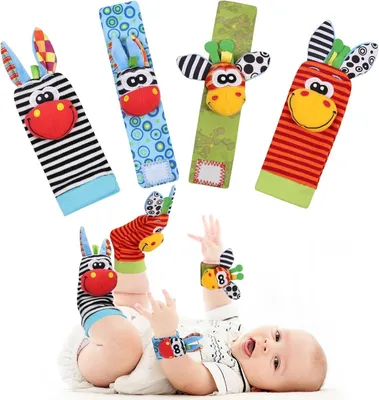 Produktbild von Babyrassel, Handgelenk- und Sockenrassel, Babyspielzeug 0-3-6 Monate, Neugeborenenspielzeug 0-9 Monate (Junge/Mädchen)