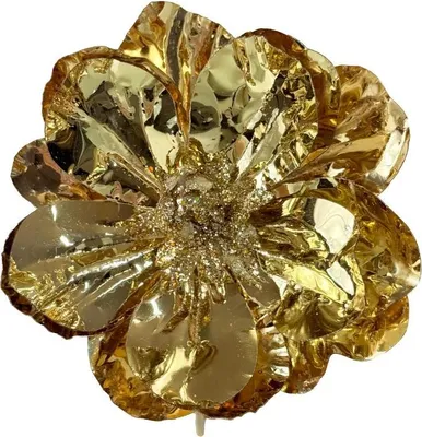 Produktbild von Blumen für den Weihnachtsbaum - Goldmagnolie auf Metallklammer 12 cm