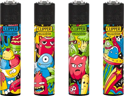 Produktbild von Clipper Feuerzeuge - 4er Set: Doodle Art
