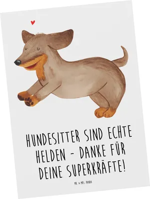 Produktbild von Mr. & Mrs. Panda Postkarte Hundesitter Helden - Weiß - Geschenk, Herzlichen Dank, Ansichtskarten, Ansichtskarte, Aufmerksamkeit, Fürsorge, Postkarten, Dankbarkeit zeigen