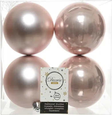 Image de Boules de Noël en plastique 10cm 4 pièces - Rose