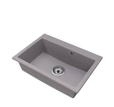 Produktbild von Granitspüle Einbeckig Elite 70 Grau mit Chrom-Siphon