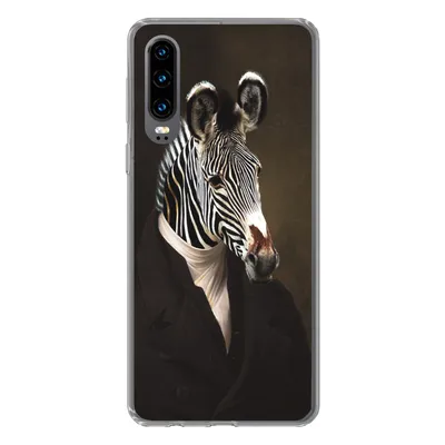 Produktbild von MuchoWow® Handyhülle Schutzhülle Hülle für Huawei P30 Zebra - Kunst - Tierkopf Silikon Softcase Handy Hülle - Kartenbesitzer