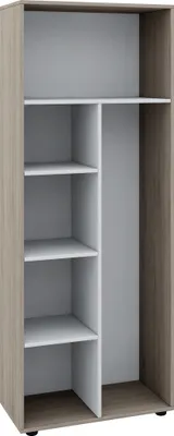 Immagine prodotto di Portascopa in legno | 6 scomparti | Dimensioni: 70 x H. 178 x D. 40 cm | Scaffale mobile per la pulizia | Senza porte - Vandol