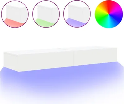 Produktbild von vidaXL TV-Schränke mit LED-Leuchten 2 Stk. Weiß 60x35x15,5 cm