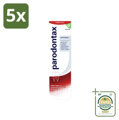 Image de 5 tubes de dentifrice blanchissant Parodontax - 75 ml - Pack économique - 5 pièces