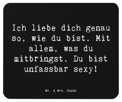 Produktbild von Mr. & Mrs. Panda Mauspad Spruch Sinnlichkeit lieben - Schwarz - Geschenk, bedingungslose Liebe, notebook, Gefühl, Tiefe, Sanftheit, mousematte, Zärtlichkeit, Zitat, sexy