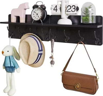 Produktbild von Famanu Wandhaken mit Ablage - Schwarz, Set von 2