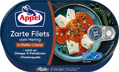 Produktbild von Appel Heringfilets in einer herzhaft pikanten Peffer Creme 200g