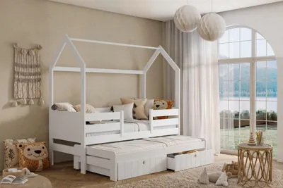 Obrázek produktu pro Domečková postel s přistýlkou 90x200 VANORA 1 - bílá
