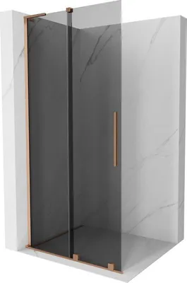 Produktbild von Mexen Velar L Duschwand Walk-in 90 x 200 cm, Graphit 8 mm, gebürstetes Kupfer - 871-090-003-43-65
