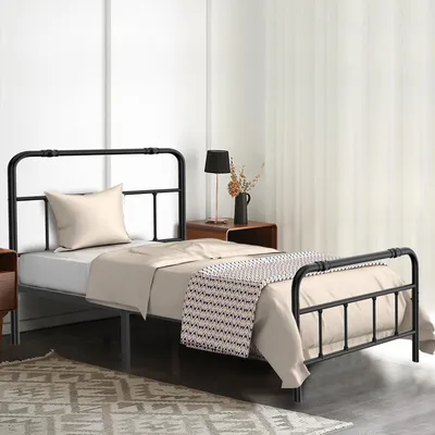 Imagen del producto de Estructura de cama de metal - Estructura de cama de acero - Cama para jóvenes - Cama de matrimonio - Cama para dormitorio - 140x200 cm
