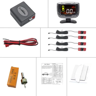 Immagine prodotto di Sensore di parcheggio auto Set Display Lcd 4 sonda 80db Buzzer allarme nero