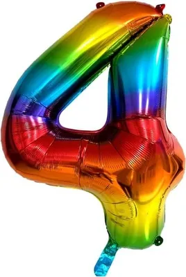 Produktbild von Folienballon Zahl 4 bunt - ca. 86 cm