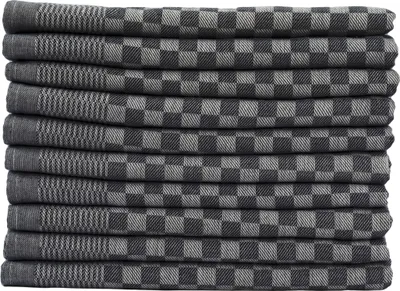 Produktbild von 10er Set Luxus Grubentücher 50x70 cm 100% Baumwolle 210 gsm Spühltuch Küchentücher Geschirrtücher 75g schwarz
