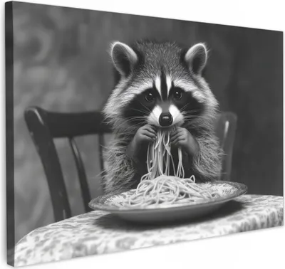 Produktbild von Leinwand Bilder 120x80 cm - Tiere, Komisch - Waschbär, Wandbilder, Wanddeko Wohnzimmer, Bild