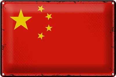 Produktbild von Blechschild Flagge Chinas 30x20cm Retro Flag of China