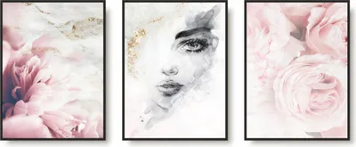 Produktbild von 3er Set Poster mit Rahmen, Wandbilder für Wohnzimmer, Schlafzimmer