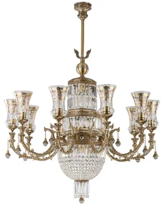 Produktbild von Casa Padrino Luxus Barock Kronleuchter Messing mit Patina / Gold Ø 97 x H. 100 cm