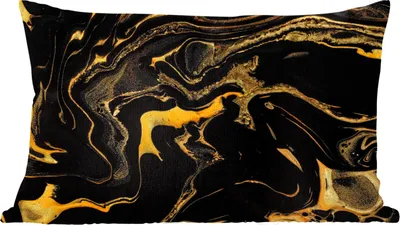 Produktbild von MuchoWow® Zierkissen Sofakissen Wohnzimmer Dekokissen 50x30 cm Muster - Gold - Schwarz - Wohnzimmerdekoration - Polster mit Photo