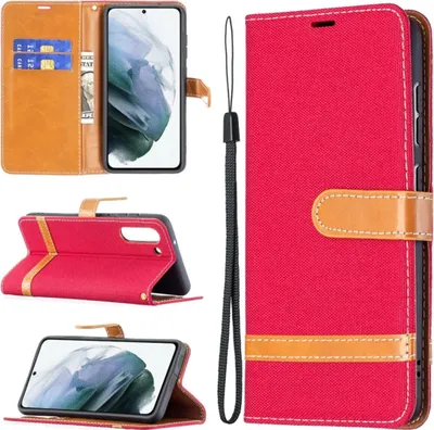 Zdjęcie produktu dla Pokrowiec König Design kompatybilny z Samsung Galaxy S21 FE z syntetycznej skóry - etui na telefon w kolorze czerwonym