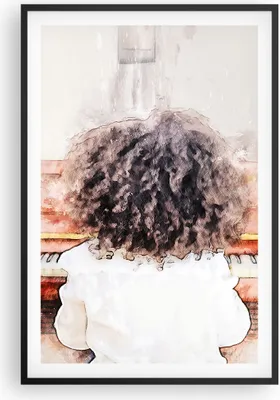 Produktbild von Gerahmtes Poster - Schwarzer Rahmen - Kind Klavier Aquarell - 61x91,5 cm - Wand Bild - Wanddeko - Wandbilder - Kunstposter - Wandposter - Bilderrahmen - Bilder - Kunstdruck - P2BPA61x91-4702