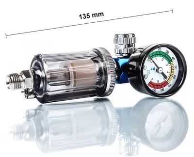 Productafbeelding van BENBOW drukregelaar voor perslucht, met manometer en waterafscheider, aansluiting 1/4 inch