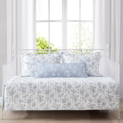 Productafbeelding van Overtrekset Zitbank - Bankhoes Kussensloop - Woonkamer Decoratie - Bloemmotief Design - 190 x 99 cm - Blauw