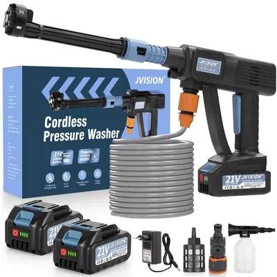 Produktbild von Kabelloser Hochdruckreiniger, 21 Volt - 5 Meter Schlauch - 300 Liter pro Stunde - Schwarz - Tragbar