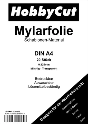Mylar Material für Airbrush Schablonen 20 Stück DIN A4 Folie Mylarfolie