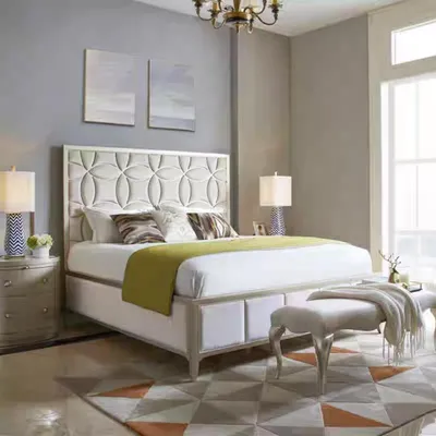 Produktbild von Bett Nachttisch 2x Schlafzimmer 3 tlg. Set Design Luxus Betten Komplette Konsole