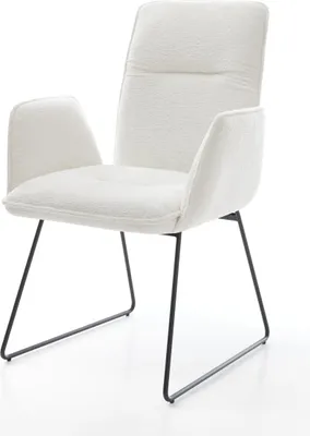 Produktbild von DELIFE Esszimmerstuhl Vinja-Flex Bouclé Soft Beige Kufengestell Schwarz