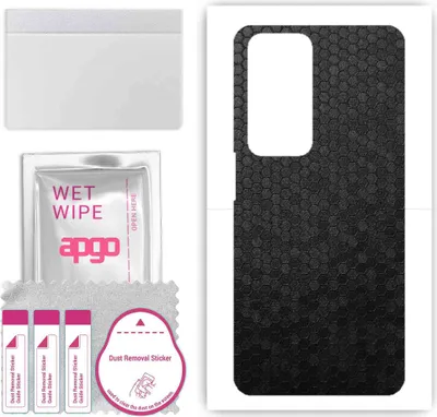 Produktbild von apgo Rückseite Schutzfolie, Skin, kompatibel mit Xiaomi Redmi 10 2022, Hinten Displayschutzfolie aus Vinylfolie, kratzfest, einfache Montage - Schwarze Honigwabe