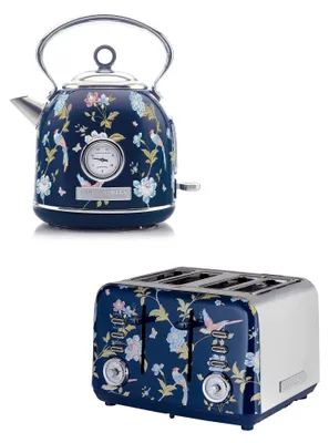 Produktbild von Laura Ashley Frühstücks-Set – Dome-Wasserkocher 1,7 l & 4-Schlitz-Toaster – Elveden Marine von VQ
