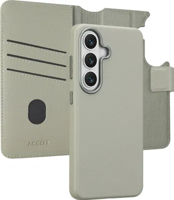 Zdjęcie produktu dla Accezz Leather Bookcase 2 w 1 z MagSafe dla Samsung Galaxy S26 – jasnoszary