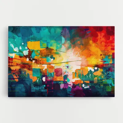 Produktbild von ARTHUB® Leinwandbild 70x100 cm, Vibrant Colors On Blue Background | Wohnzimmerdekoration, Hängende Bilder, Wanddekoration, Heimdekoration, Abstrakte, Abstrakte Kunst
