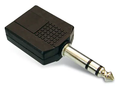 Obrázok produktu pre Adaptér 1x jack (samec) (6,35) stereo - 2x jack (samica) (6,35) stereo čierny