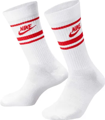 Produktbild von Nike - "Sportswear Essential" Socken für Herren/Damen Uni, Alltag (3er-Pack) BC7034 (42 EU - 45 EU) (Weiß/Rot)