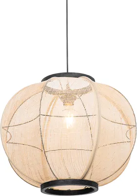 Zdjęcie produktu dla QAZQA – Orientalna Orientalna lampa wisząca I Lampa wisząca I Lampa wisząca brązowa Tkanina 48 cm – Rob I Salon I Sypialnia – Tekstylna Okrągła – Pasuje do żarówek LED E27