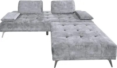 Produktbild von KAWOLA Sofa WIOLO Schlafsofa Daybed mit Hocker velvet grau