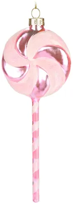 Produktbild von BRUBAKER Lolli - Handbemalte Weihnachtskugel aus Glas - 17 cm Baumkugel Lollipop Rosa Pink - Lolly Süßigkeiten Dekoration Weihnachten - Mundgeblasener