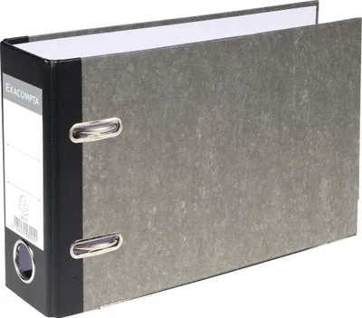 Produktbild von Exacompta 20x Ordner Wolkenmarmor 2Ring 70mm Rücken A5 quer schwarz 53111E