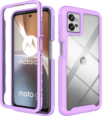 Obrázek produktu pro Moto G32 Pouzdro, Hybrid Průhledné Zadní Kryt, Robustní TPU Nárazník, Nárazuvzdorné Pouzdro pro Motorola Moto G32 Fialová